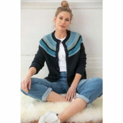 Celtic & Co. Blue Shetland Statement Yoke Cardigan