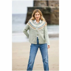 Celtic & Co. Green Shetland Statement Yoke Cardigan