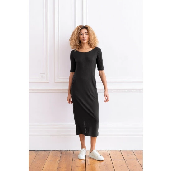 Celtic & Co. Black Linen/Cotton Button Back Dress 2 Celtic & Co. Black Linen/Cotton Button Back Dress - Image 2