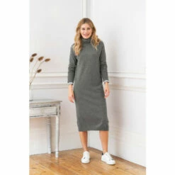 Celtic & Co. Grey Supersoft Midi Roll Neck Dress