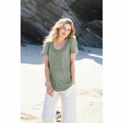 Celtic & Co. Celtic & Co Sage Green Linen Scoop Neck T-Shirt