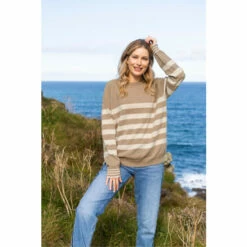 Celtic & Co Shop 14 Celtic & Co. Celtic & Co Cream Stripe Placement Crew Neck Jumper