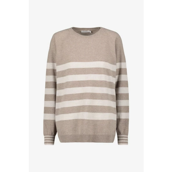 Celtic & Co. Celtic & Co Cream Stripe Placement Crew Neck Jumper 3 Celtic & Co. Celtic & Co Cream Stripe Placement Crew Neck Jumper - Image 3