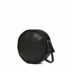 Celtic & Co. Black Leather Round Cross Body Bag