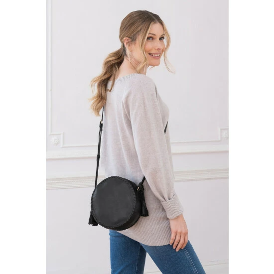 Celtic & Co. Black Leather Round Cross Body Bag 3 Celtic & Co. Black Leather Round Cross Body Bag - Image 3