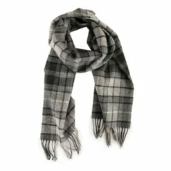 Celtic & Co. Grey Lambswool Tartan Scarf
