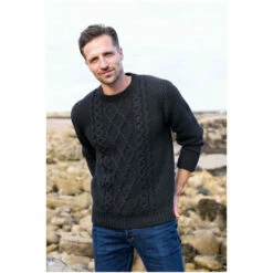 Celtic & Co. Blue Cable Crew Neck Jumper