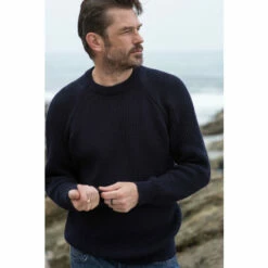 Celtic & Co. Celtic & Co Blue Mens Ribbed Fishermans Jumper