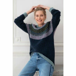 Celtic & Co. Celtic & Co Blue Float Stitch Yoke Donegal Jumper