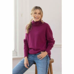 Celtic & Co Shop 26 Celtic & Co. Pink Geelong Slouch Roll Neck Jumper