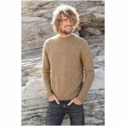 Celtic & Co. Celtic & Co Mens Camel Brown Donegal Crew Neck Jumper