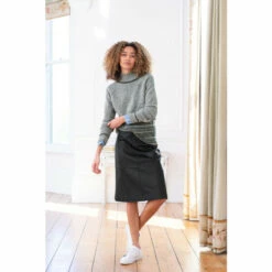 Alternative view of Celtic & Co. Charcoal Grey Flecked Funnel Neck Jumper