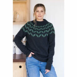 Celtic & Co. Blue Shetland Chevron Yoke Jumper