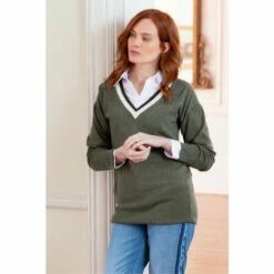 Alternative view of Celtic & Co. Green Supersoft V-Neck Jumper