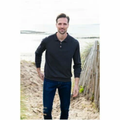 Alternative view of Celtic & Co. Mens Blue Fine Knit Polo Jumper