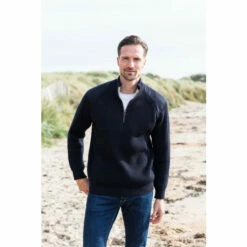 Celtic & Co. Blue Ribbed Half Zip Jumper