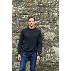 Alternative view of Celtic & Co. Mens Blue Fine Knit Crew Jumper