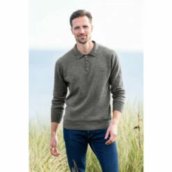 Celtic & Co. Mens Grey Supersoft Polo Jumper