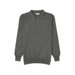 Alternative view of Celtic & Co. Mens Grey Supersoft Polo Jumper