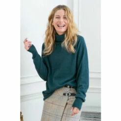 Celtic & Co. Blue Geelong Slouch Roll Neck Jumper