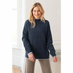Celtic & Co. Blue Felted Funnel Neck Jumper