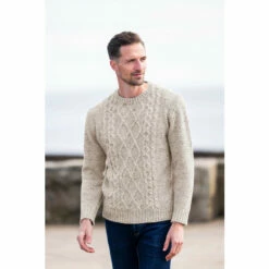 Celtic & Co. Celtic & Co Natural Men'S Cable Crew Neck Jumper