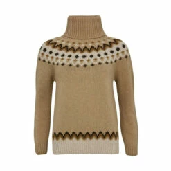 Alternative view of Celtic & Co. Natural Fair Isle Pattern Roll Neck Jumper