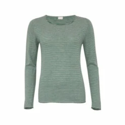 Alternative view of Celtic & Co. Pink Sea Green Microstripe Fine Knit Merino Crew Neck Jumper