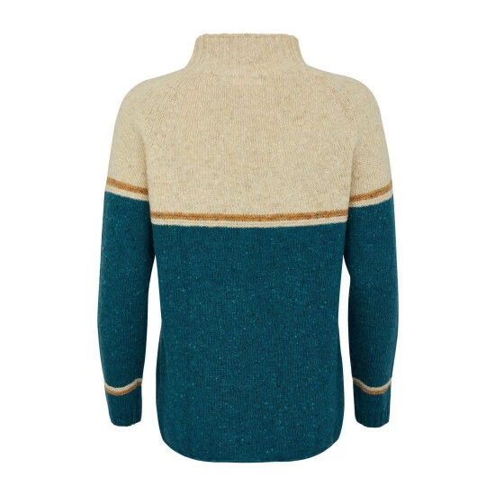 Celtic & Co. Celtic & Co Blue Colourblock Flecked Funnel Neck Jumper 4 Celtic & Co. Celtic & Co Blue Colourblock Flecked Funnel Neck Jumper - Image 4