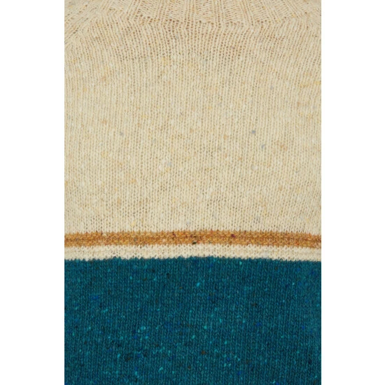 Celtic & Co. Celtic & Co Blue Colourblock Flecked Funnel Neck Jumper 5 Celtic & Co. Celtic & Co Blue Colourblock Flecked Funnel Neck Jumper - Image 5