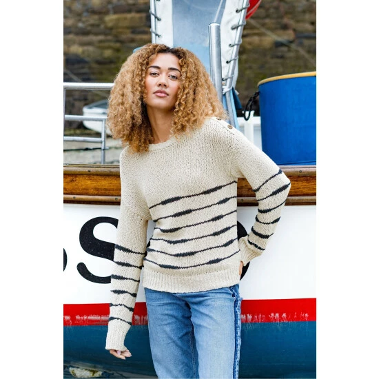 Celtic & Co. Celtic & Co Natural Drop Stitch Breton Jumper 2 Celtic & Co. Celtic & Co Natural Drop Stitch Breton Jumper - Image 2