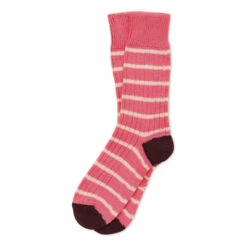 Celtic & Co. Ladies Pink Merino Cotton Striped Socks