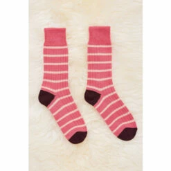 Celtic & Co. Ladies Pink Merino Cotton Striped Socks -Celtic & Co Shop unnamed file 931