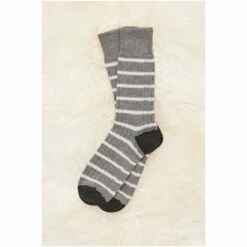 Celtic & Co. Celtic & Co Ladies Grey Merino Cotton Striped Socks -Celtic & Co Shop unnamed file 937