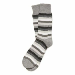 Celtic & Co. Mens Grey Merino Cotton Stripe Socks