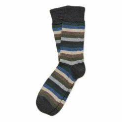 Celtic & Co. Mens Merino Cotton Stripe Brown Socks