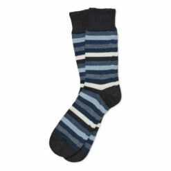 Celtic & Co. Mens Grey Merino Cotton Stripe Socks